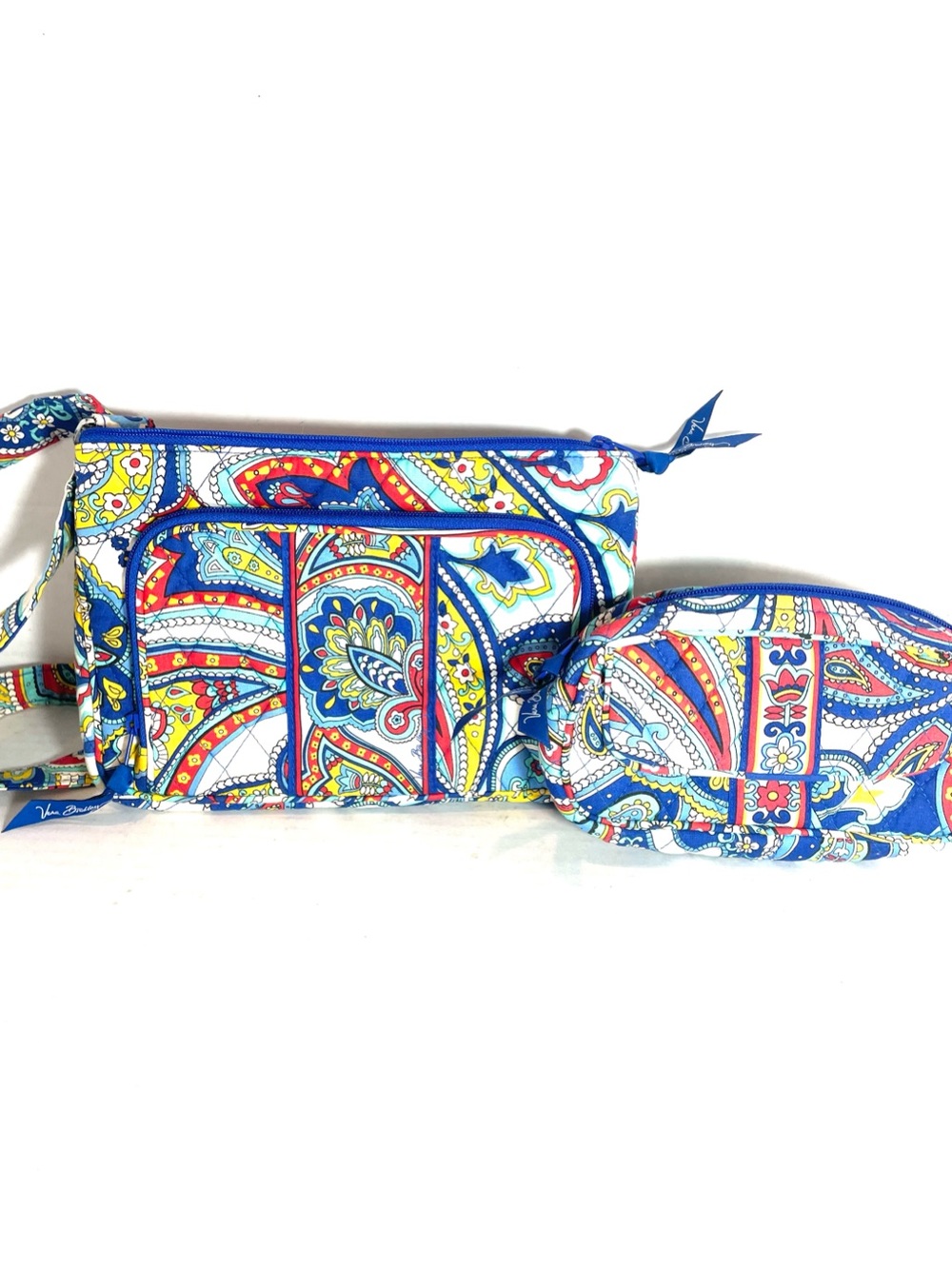 Vera Bradley Colorful Blue Paisley Quilted Crossbody Bag